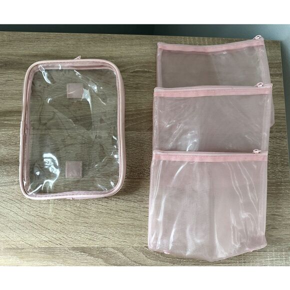 Vintage Y2K Victoria's Secret Pink Candy Stripe 7 Piece Makeup Travel Bag Set - Picture 10 of 15